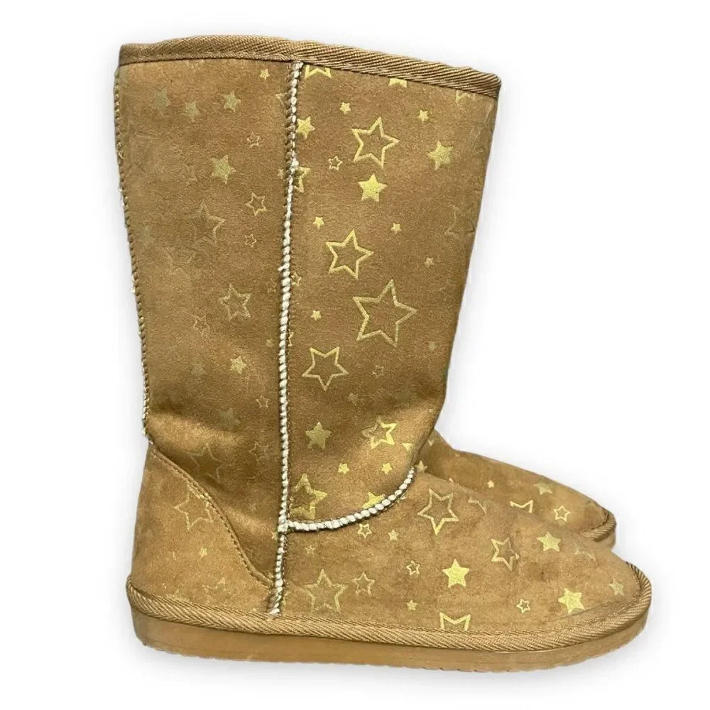 Airwalk Emma Star Pattern Brown Cognac Cozy Boots